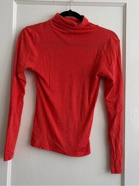 Michael Stars Red Long Sleeve Mock Neck Top